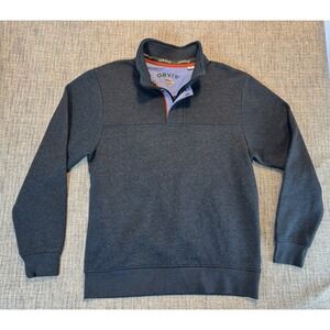 Orvis Men's Small Softest Tencel Blend 1/4 Zip Pullover Denim Blue Long Sleeve